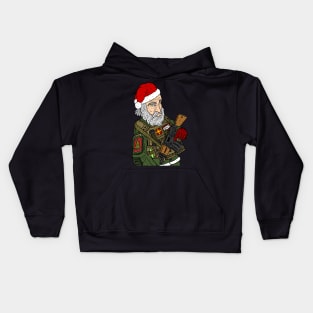 a tactical santa design. military Christmas. Kids Hoodie